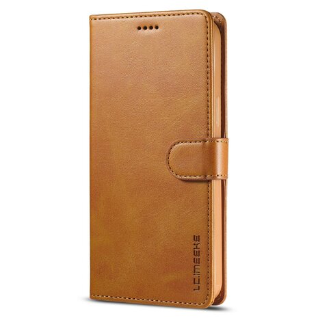 LC.IMEEKE Wallet Case Portemonnee Hoesje voor iPhone 15 Plus- Chic Cognac Bruin