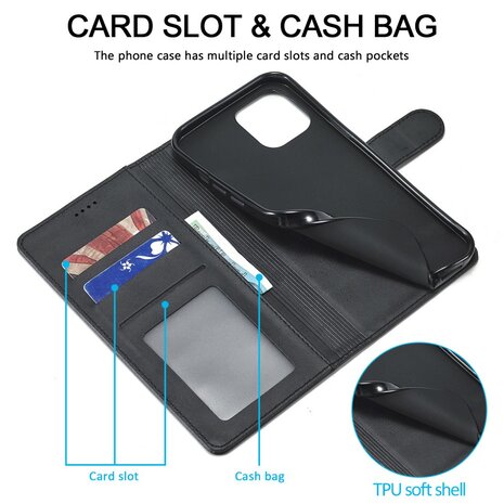 LC.IMEEKE Wallet Case Portemonnee Hoesje voor iPhone 15 Plus - Zwart