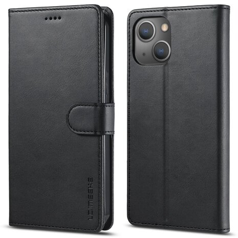 LC.IMEEKE Wallet Case Portemonnee Hoesje voor iPhone 15 Plus - Zwart