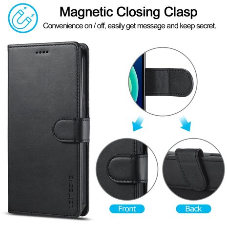 LC.IMEEKE Wallet Case Portemonnee Hoesje voor iPhone 15 Plus - Zwart