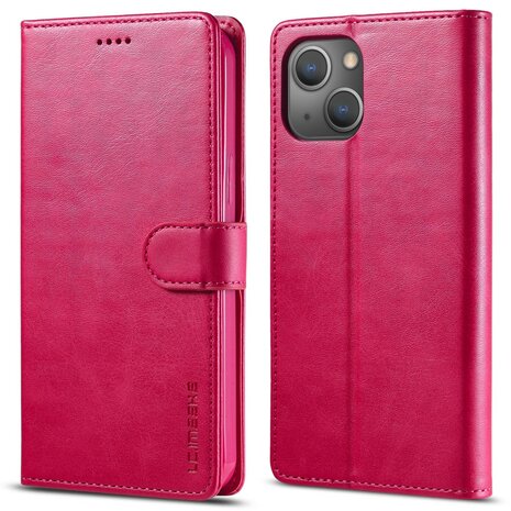 LC.IMEEKE Wallet Case Portemonnee Hoesje voor iPhone 15 Plus - Roze