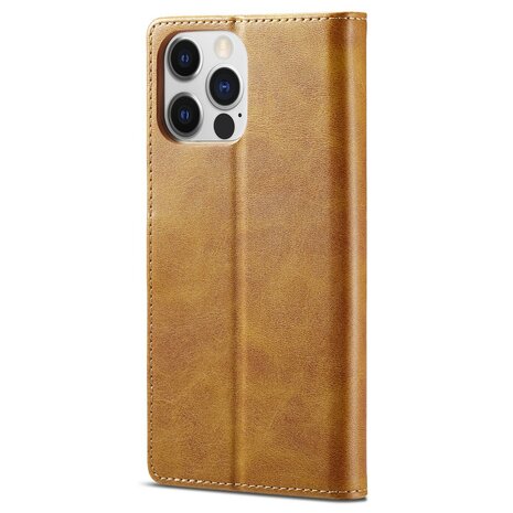 LC.IMEEKE Wallet Case Portemonnee Hoesje voor iPhone 15 Pro Max - Cognac