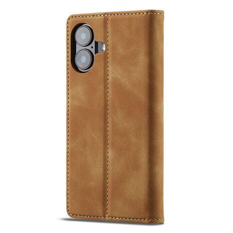 LC.IMEEKE iPhone 16 Portemonnee Hoesje - Cognac