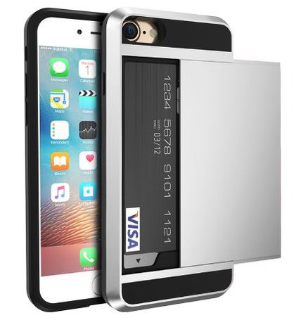 Ontslag computer hemel iPhone 5 5s SE hybrid case hoesje met ruimte voor 2 pasjes - zilver online  bestellen - eforyou.nl