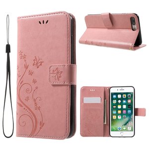 iPhone 7 / 8 plus portemonnee - roze vlinders bestellen - eforyou.nl